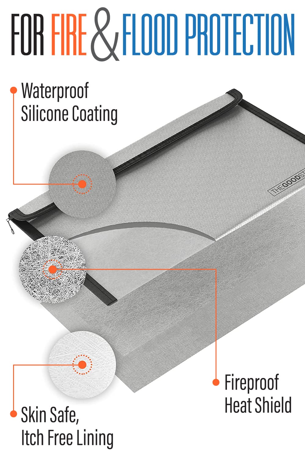 Fireproof Document Bag Envelope Size: 8 x 5 [2000°F – Grey] Fireproof Cash Bags with Zipper Small Water and Fire Resistant Money Bag for Cash Storage, Fireproof Bags for Cash Fire Proof