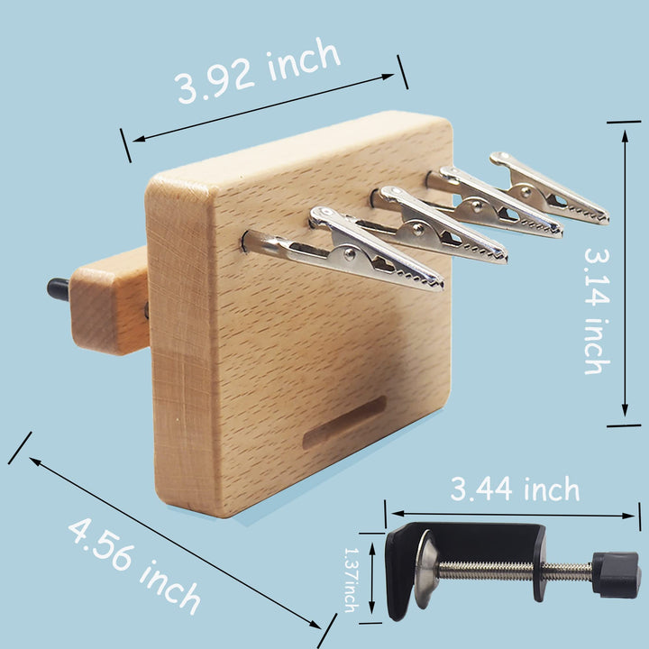 Fringe Twister with 4 Clips, Wood Cord Maker Tool for Quickly Twisting, Yarn Fringe Twister for Weaving, Tassel/Rope Making Machine