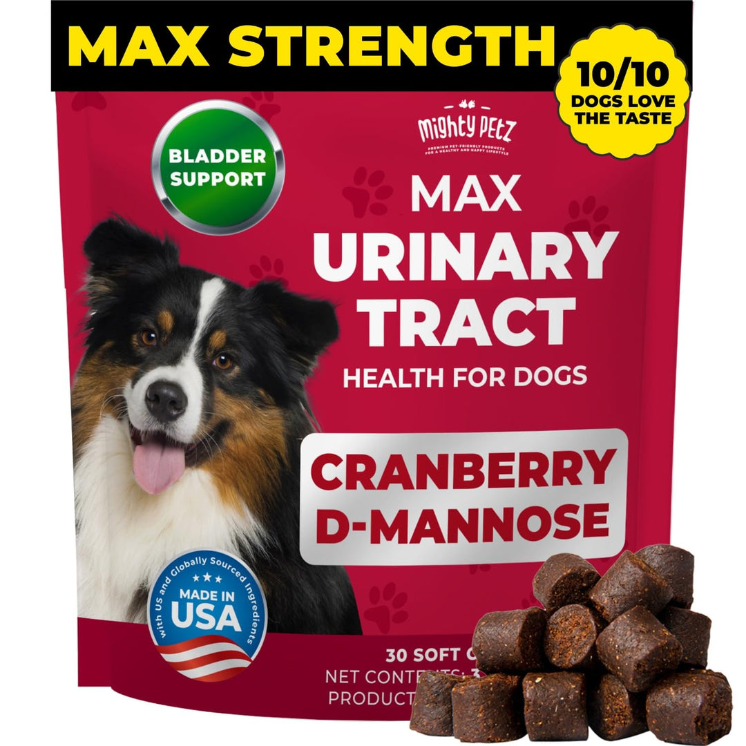 MAX Cranberry for Dog UTI Treatment - MAX Strength Cranberry Supplement for Dogs + D-Mannose. Bladder Control for Dogs. Urinary Tract Care &amp; Kidney Support Chews