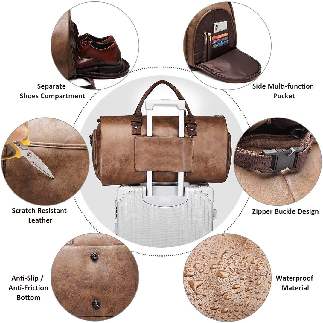 BOLOSTA Carry on Garment Bags for Travel Leather Garmen