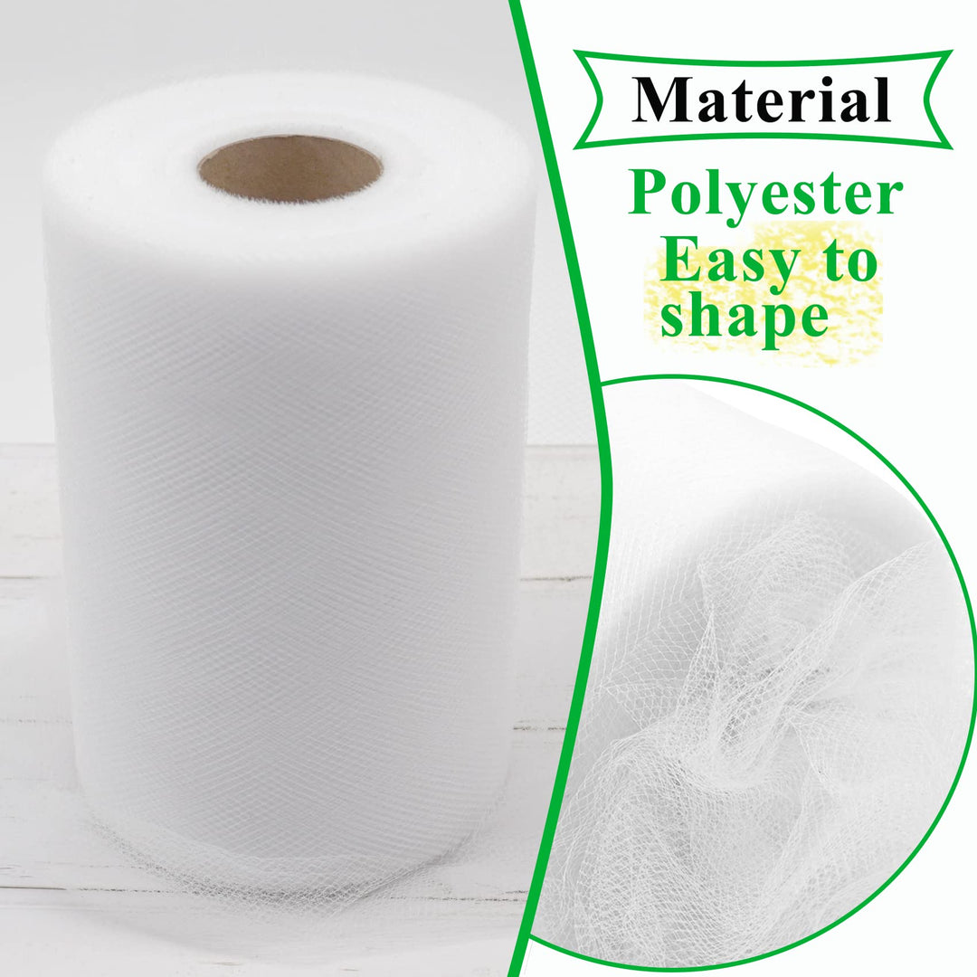 White Tulle Fabric Rolls 6 Inch by 100 Yards (300 feet)