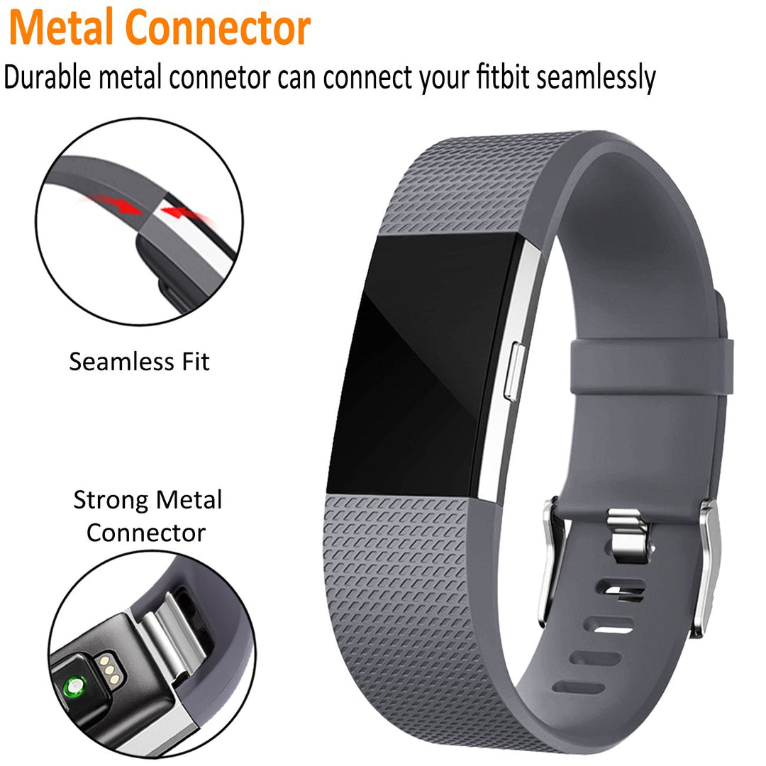 Bands Replacement Compatible with Fitbit Charge 2 for Women Men Large, 3 Pack Sports Watch Band Strap Wristband Compatible with Fitbit Charge2 HR Fitness Tracker, Black/White/Gray