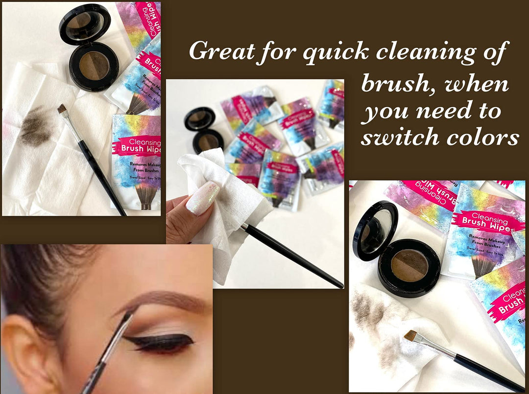 48 Individually Wrapped Makeup Brush Cleansing Cloths - Quick &amp; Convenient Brush Cleaner Wipe- For Make up Artists Cosmetology Students Make up Tutorial ON THE GO, Travel TSA Approved