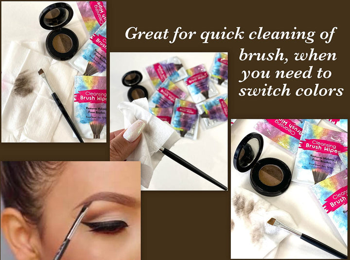 48 Individually Wrapped Makeup Brush Cleansing Cloths - Quick &amp; Convenient Brush Cleaner Wipe- For Make up Artists Cosmetology Students Make up Tutorial ON THE GO, Travel TSA Approved