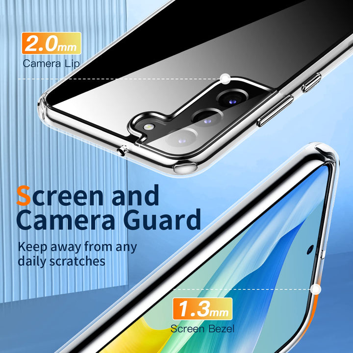 Crystal Clear Samsung Galaxy S22+ Plus Case (6.6 inch), [20X Anti-Yellow][Military Grade Protection &amp; Super Clear] Hard Back with Soft Bumper Case for Galaxy S22 Plus