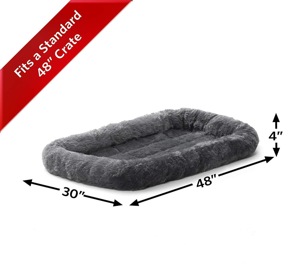 48L-Inch Gray Dog Bed or Cat Bed w/ Comfortable Bolster | Ideal for Extra Large Dog Breeds & Fits a 48-Inch Dog Crate | Easy Maintenance Machine Wash & Dry | 1-Year Warranty
