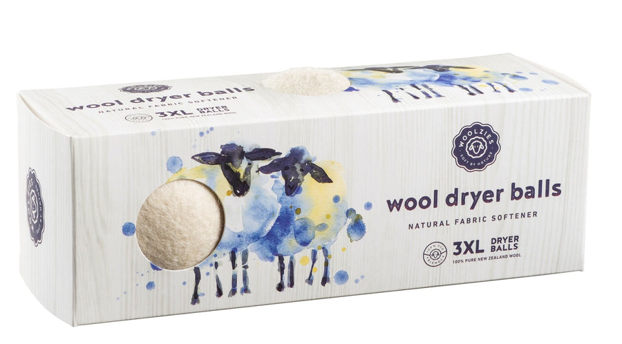 Woolzies Wool Dryer Balls Natural Fabric Softener, 3 Co