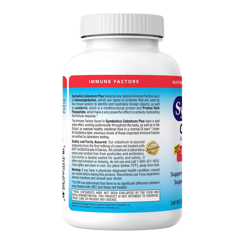 Colostrum 240ct Vegetable Capsules - Immunity Support - Lactoferrin Supplement & Colostrum Protein with Immunoglobulin - 25% lgG Antibodies - Gluten Free