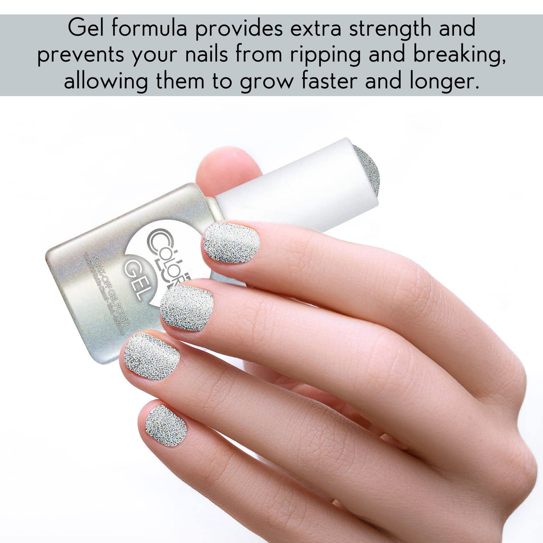 Color Club Fairytale Ending Nail Gel Silver and White Micro Glitter Color Polish.5 fl oz (15 mL)