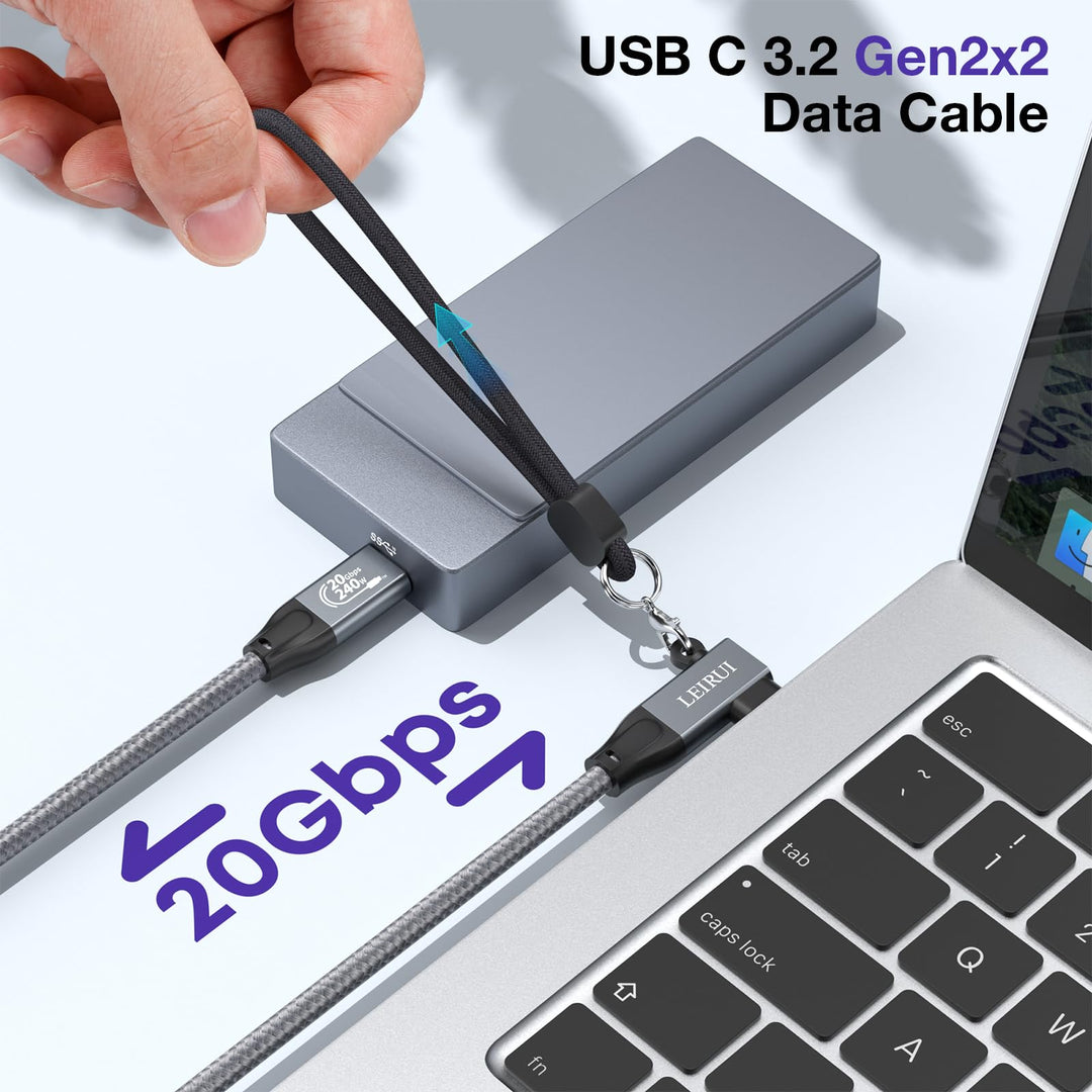 90 Degree USB C to USB C Cable, Right Angle 100W PD USB C 3.2 Cable 20Gbps Data Transfer, 4K Video Output with E-Marker for Thunderbolt 3/4
