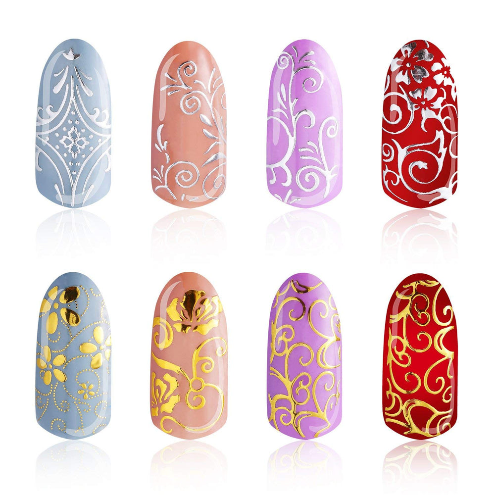 108 Pcs 3 D Silver Flower Nail Art Stickers Decals Stamping Diy Decoration Tools