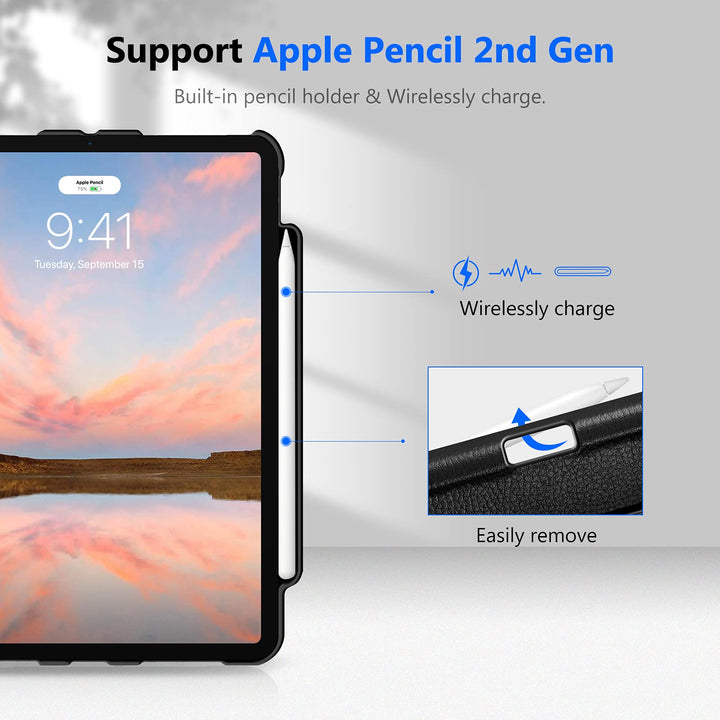 Rotating Case for iPad Pro 11-inch (4th / 3rd Generation) 2022/2021-360 Degree Swiveling Stand Cover w/Pencil Holder, Auto Sleep/Wake, Also Fit iPad Pro 11 2nd/1st Gen, Black