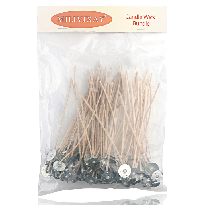100pcs ECO 4 Wicks for Soy Candles, 6.0inch Cotton &amp; Paper Candle Wicks, Pre-Waxed and Tabbed ECO Wicks for Soy Candles Making.