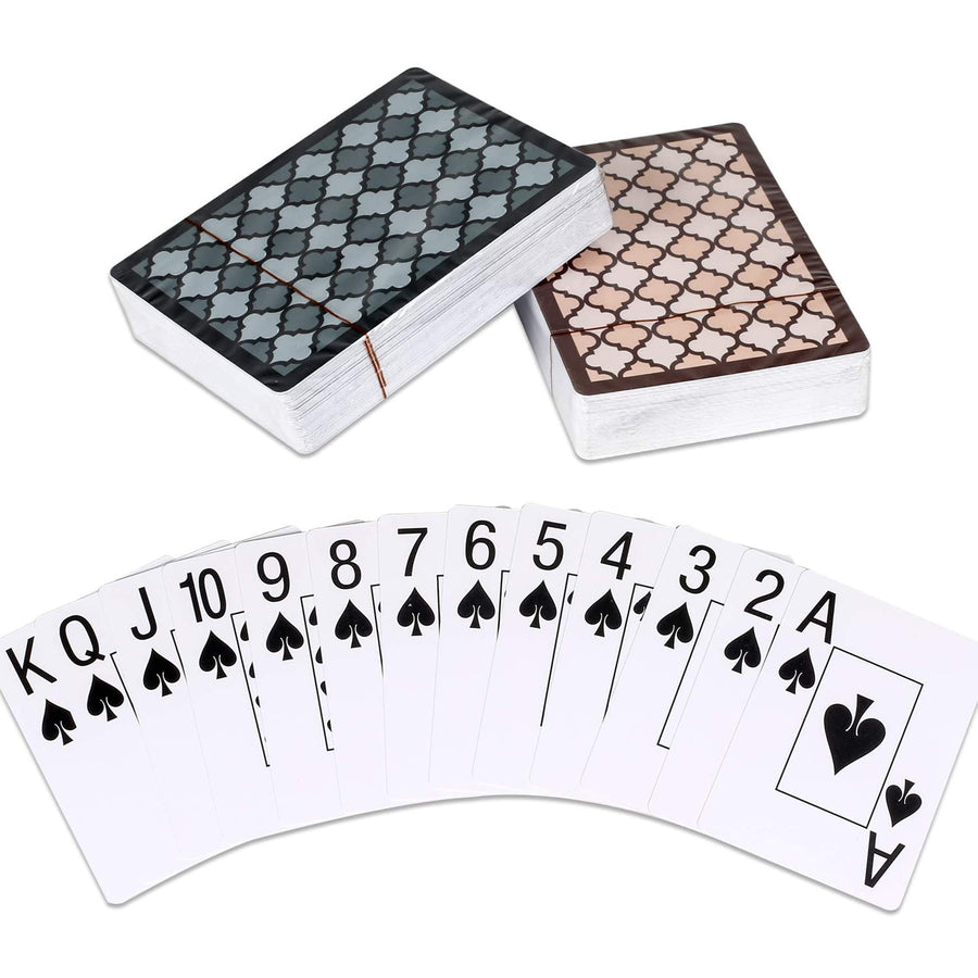 2 Pack Plastic Playing Cards, Large Print Index, 100% Waterproof Poker Cards, 2 Decks of Cards, Black & Orange