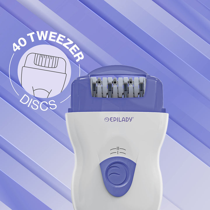 Speed Corded Epilator - Hair Removal Epilator for Women and Men, Hair Remover for Arms, Legs, Underarms, Bikini Area, and Face, Two Speeds, White/Red