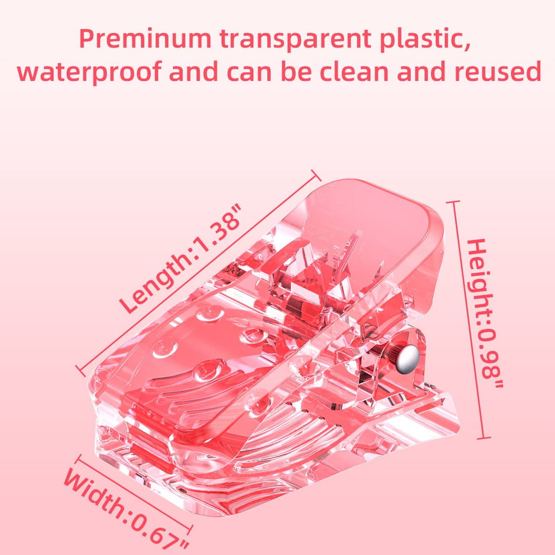 10Pcs Nail Tip Clips, Nail Clips for Polygel, Nail Extension Gel Quick Building Nail Tips Clip for Polygel Nail Kit False Nail Tips and Dual Forms Manicure Nail Art Tools, Pink