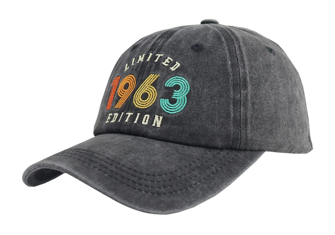 61th Birthday Gift Hat for Men Women, Limited 1963 Edition Baseball Cap, Vintage 1963 Old Gag Gift Ideas for Dad Mom Grandpa and Grandma Black