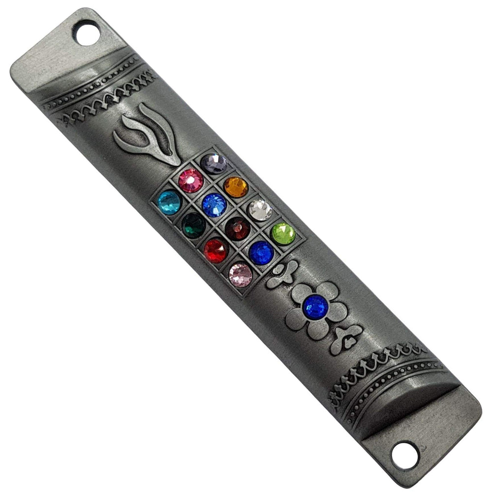 TALISMAN4U Pewter MEZUZAH CASE with Scroll 12 Tribes of