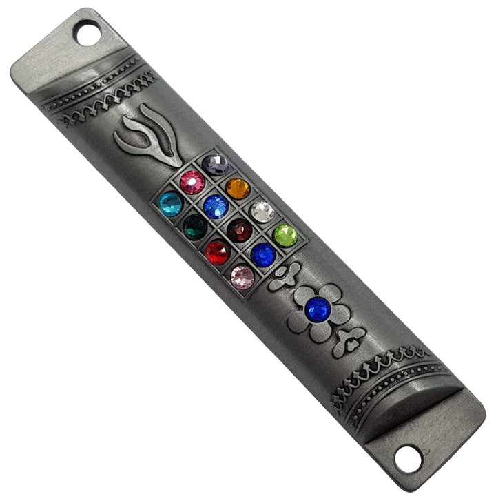 TALISMAN4U Pewter MEZUZAH CASE with Scroll 12 Tribes of