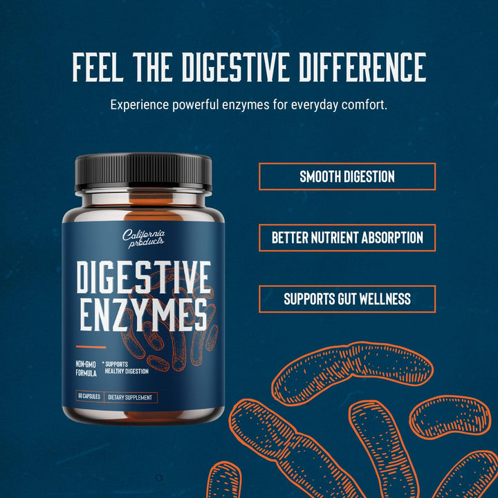 Pure Digestive Enzyme Capsules with Lipase Amylase Protease - Aids Digestive System Natural Immune System Booster - Breaks Down Carbohydrates Reduce Bloating Gas Digestive Enzymes Pills