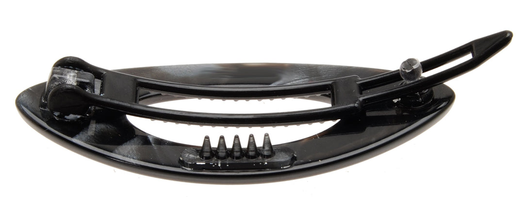Nacro Black : Mini Cutout Oval on Plastic Tige Boule Barrette - Nacro Black