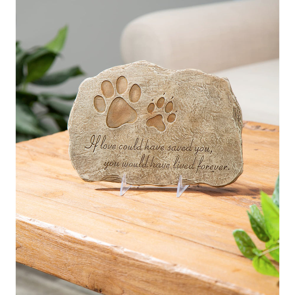 Pet Paw Print If Love Could Have Saved You Garden Memorial Stone | Outdoor Safe | 12-Inch | Rainbow Bridge | Remembrance for Lost Love One