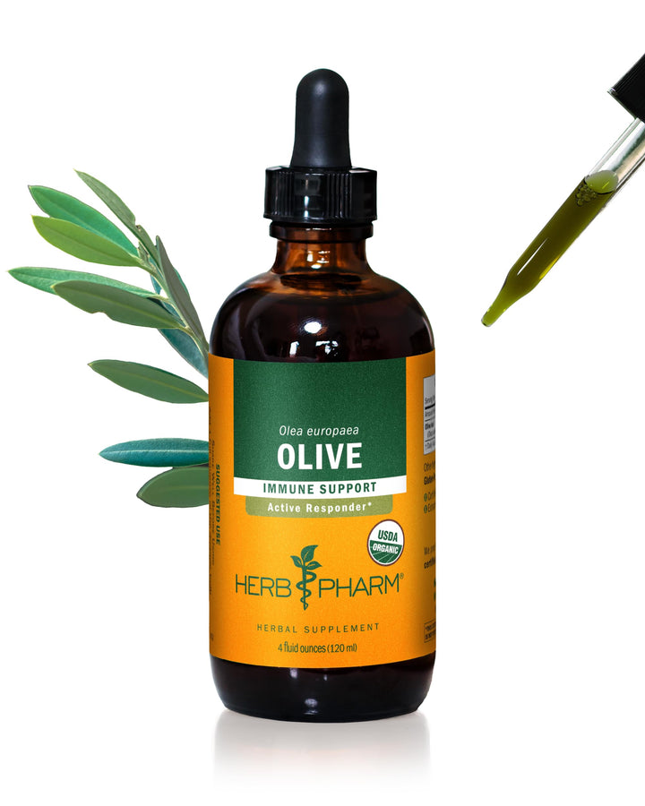 Certified Organic Olive Leaf Liquid Extract for Immune System Support, 4 Fl Oz