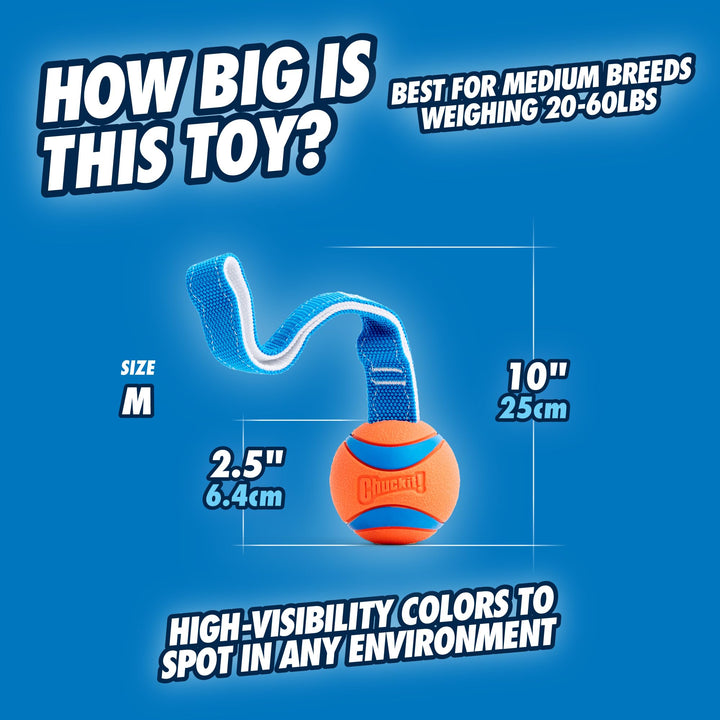 Ultra Tug Dog Toy, Medium Fetch and Dog Ball Tug Toy for Dogs 20-60 Pounds