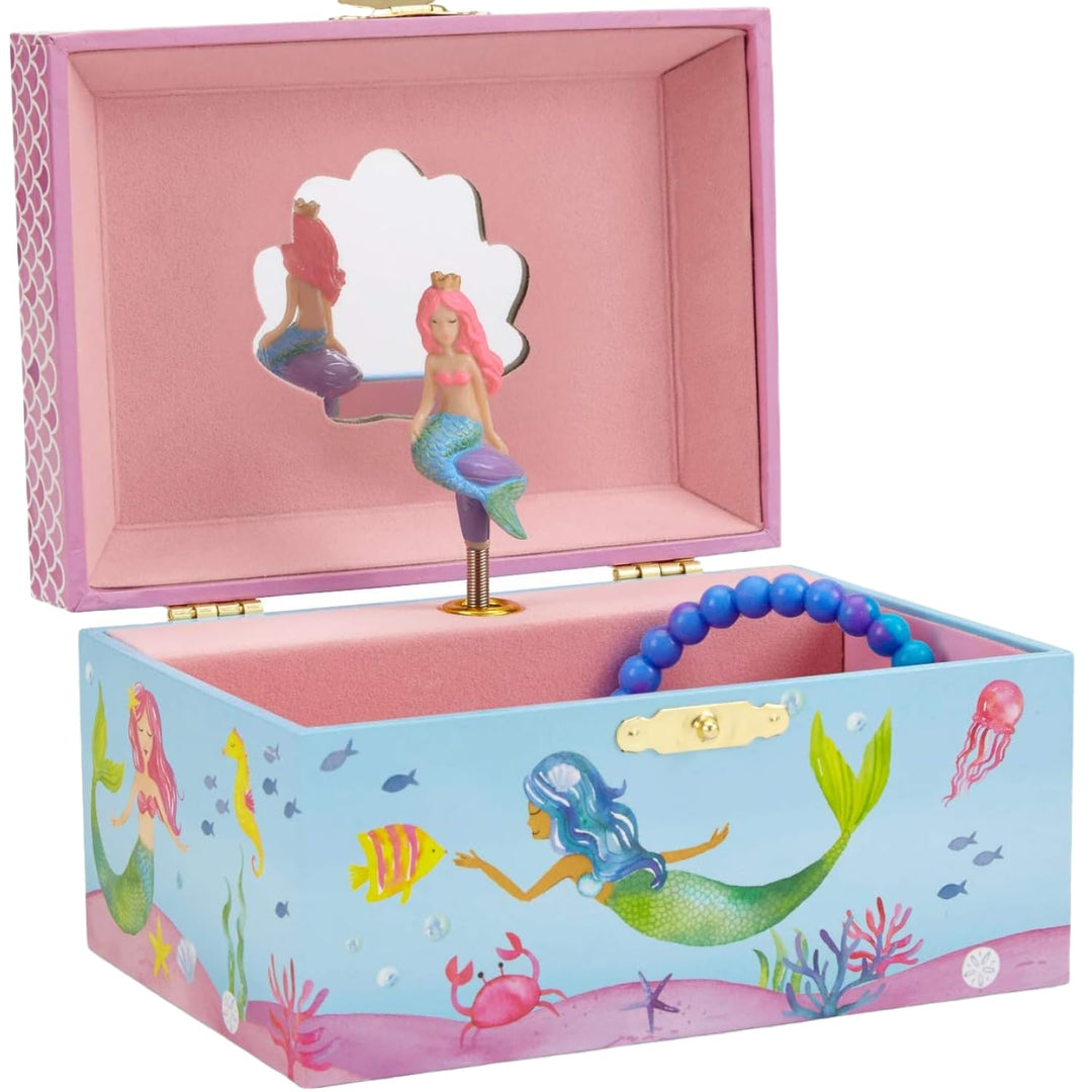 Musical Jewelry Box for Girls, Underwater Mermaid Jewelry Boxes, Over The Waves Tune and Spinning Mermaid Doll, Girls Gifts Music Box