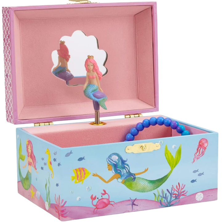 Musical Jewelry Box for Girls, Underwater Mermaid Jewelry Boxes, Over The Waves Tune and Spinning Mermaid Doll, Girls Gifts Music Box