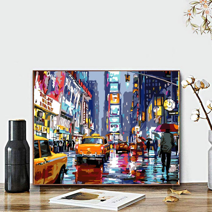 Paint by Numbers for Adults Beginner,Times Square ,Landscape Street Scenery,Manhattan City Night View 16 x 20 Inch