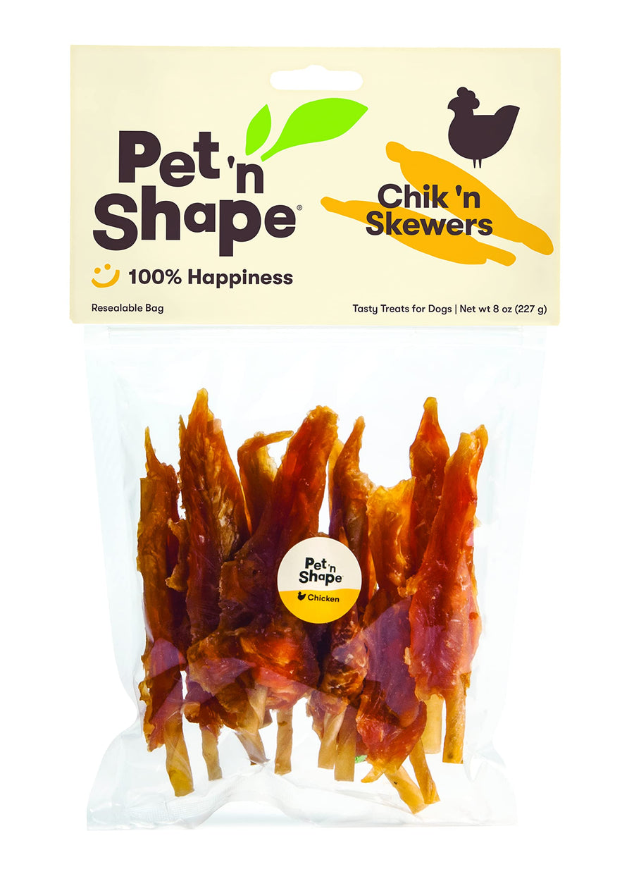 Chik 'n Skewers - Chicken Wrapped Rawhide - All Natural Dog Treats, Chicken, 8 Oz, 10808