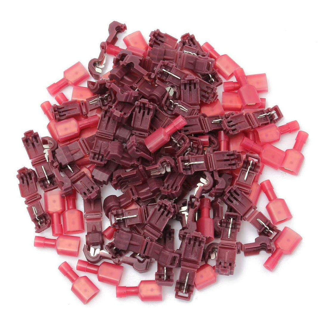 100Pcs (50 Pairs) Terminal Connectors T-Tap Quick Disconnect Wire Connectors Self-stripping Insulated Connectors 22-18 Gauge Female Spade Connector Quick Splice Wire Terminal Kit