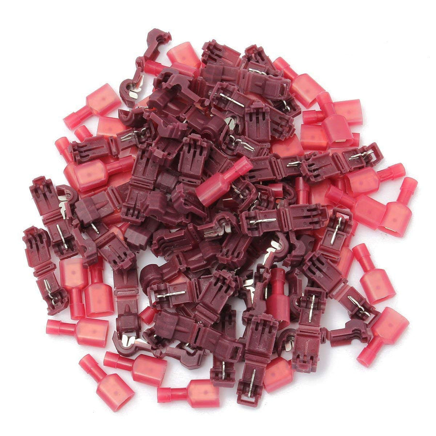 100Pcs (50 Pairs) Terminal Connectors T-Tap Quick Disconnect Wire Connectors Self-stripping Insulated Connectors 22-18 Gauge Female Spade Connector Quick Splice Wire Terminal Kit
