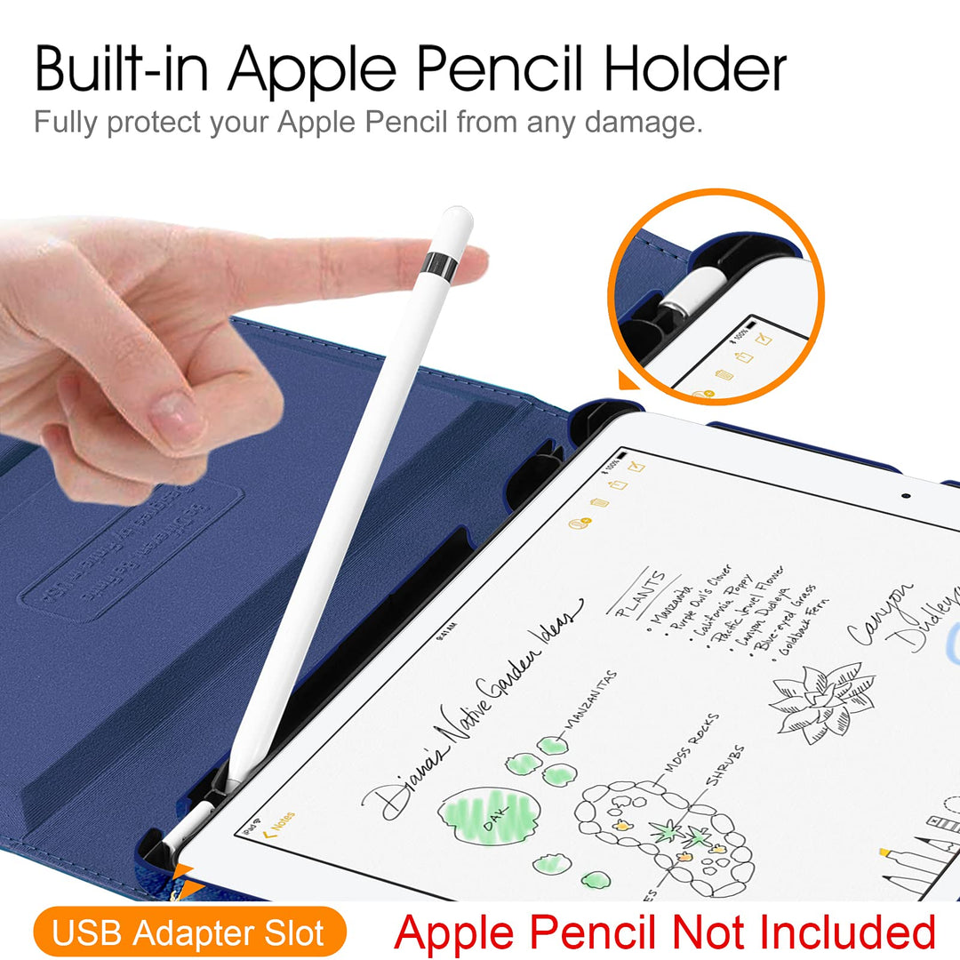 Rotating Case for iPad 9th Generation (2021) / 8th Generation (2020) / 7th Gen (2019) 10.2 Inch - 360 Degree Rotating Stand Cover with Pencil Holder, Auto Wake Sleep, Ocean Marble