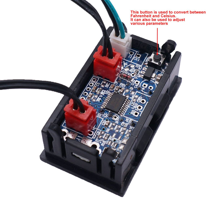 Digital Thermometer Dual LED Display Fahrenheit to Centigrade Adjustable DC 4-28V -67~+248/-55~+120 High Accuracy Temperature Gauge Sensor with 2 Waterproof NTC Probes K-017
