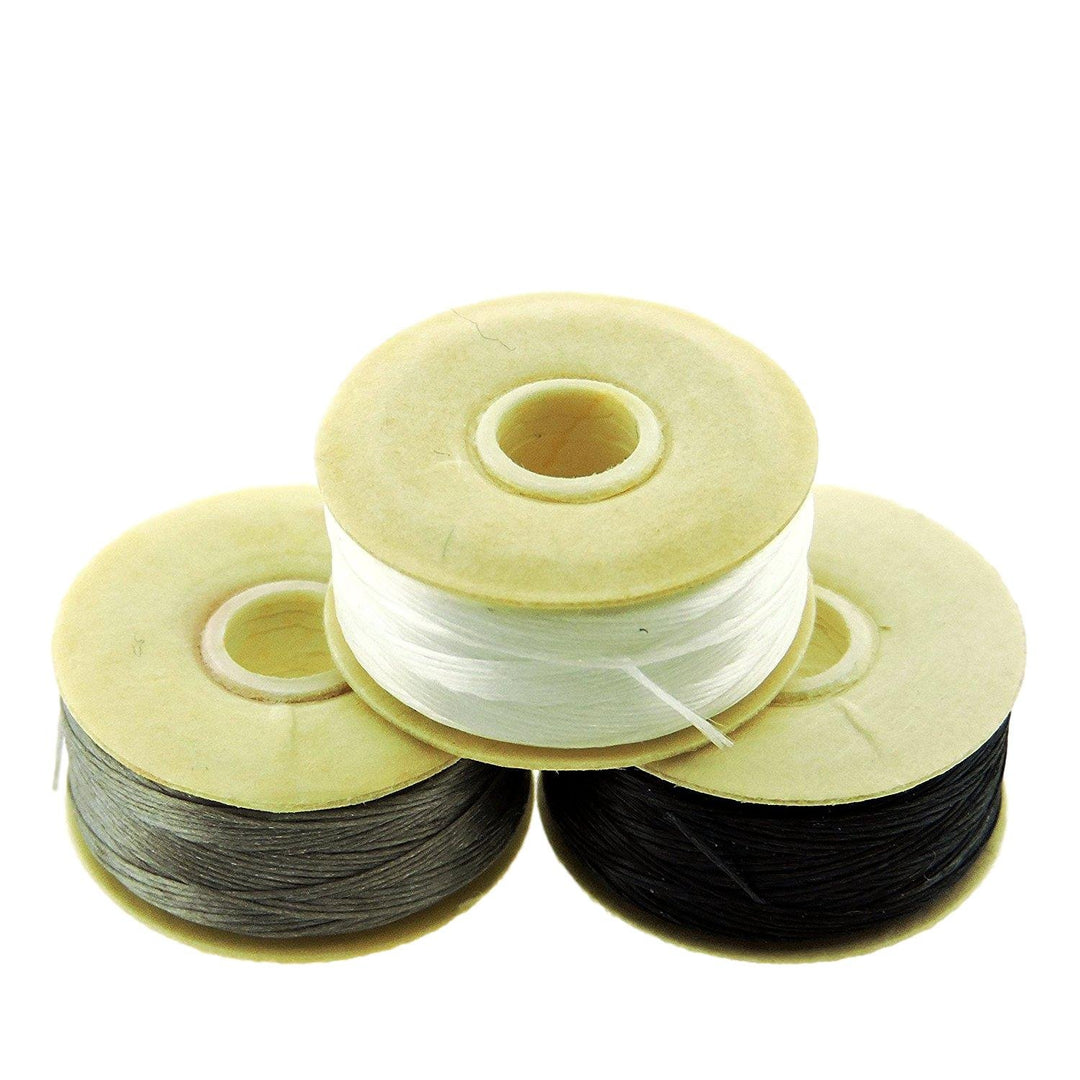 Nylon Beading Thread Size D for Delica Beads, 64 Yards per Bobbin, White, Grey &amp; Black. (Multicolor)