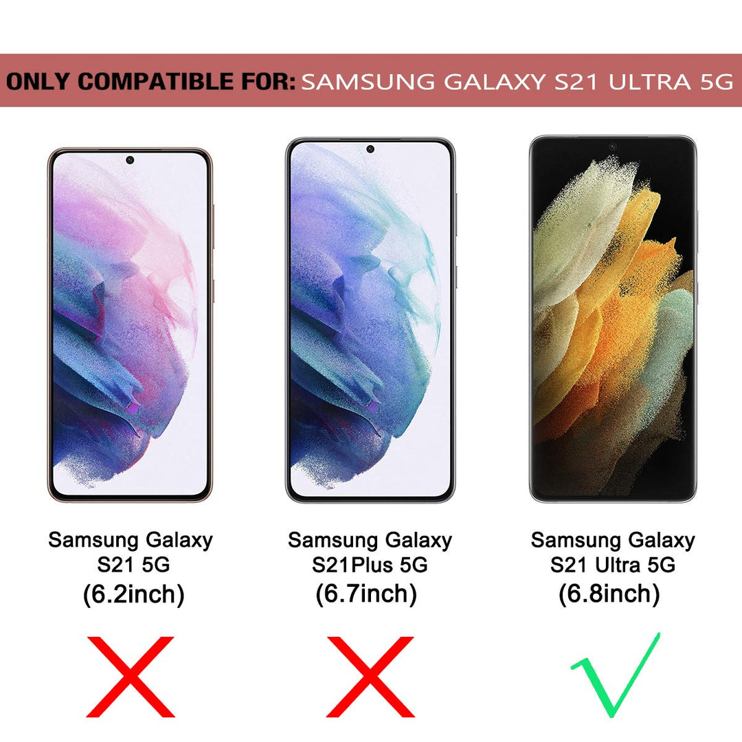 for Samsung Galaxy S21 Ultra Case, [Built-in Screen Protector] Full Body Protection Shockproof Rugged Bumper Slim Soft Silicone Protective Cover for Galaxy S21 Ultra 6.8 Inch (Rose Gold)