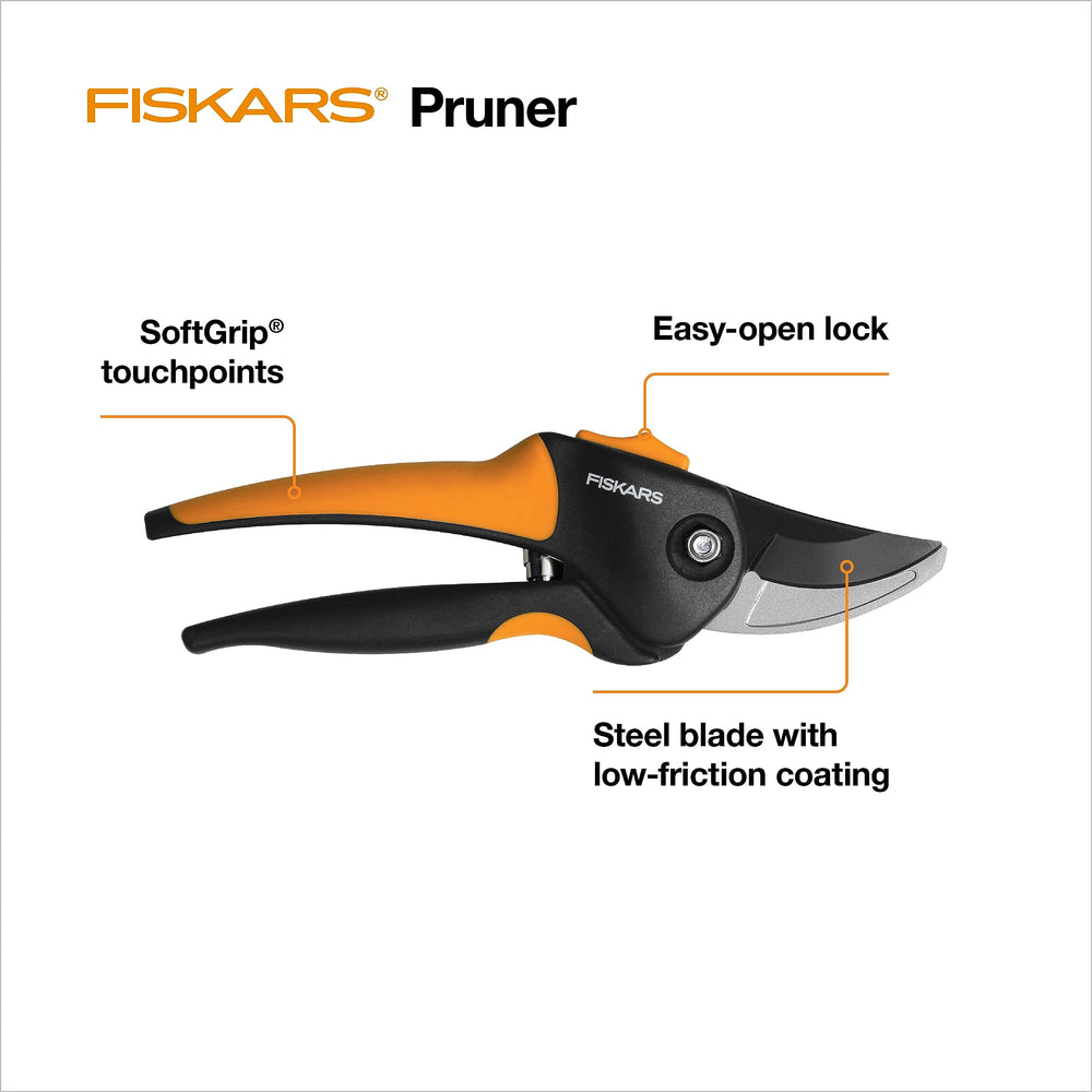 Bypass Pruning Shears, Branch Cutter with 5/8 Cut Capacity, Garden Shears with Sharp Steel Blade, Rust Resistant, Ergonomic Pruners with Comfort Handle and Safety Lock, Gardening Hand Tools