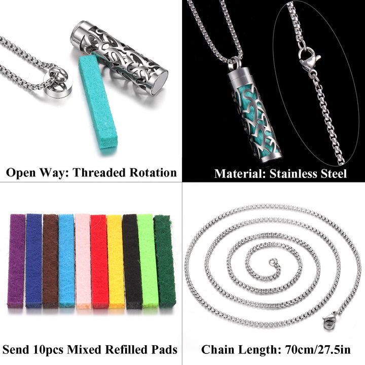 Essential Oil Necklace for Women, Aromatherapy Pendant 