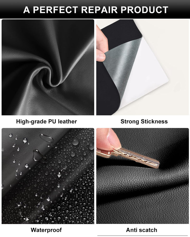 Leather Repair Tape, Self-Adhesive Genuine Leather Patch Set for Sofas, Couches, Furniture, Drivers Seat, Jackets - 4×60Inch