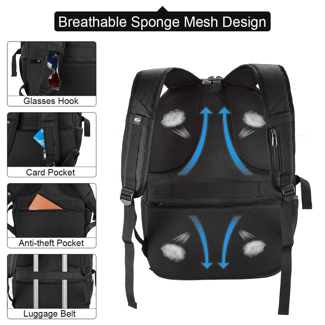 Laptop Backpack 17 Inch Business Travel Backpacks for Men Women Extra Large Waterproof TSA Anti Theft College Bookbags with USB Charging Port 17.3 Gaming Computer Backpack 45L, Black