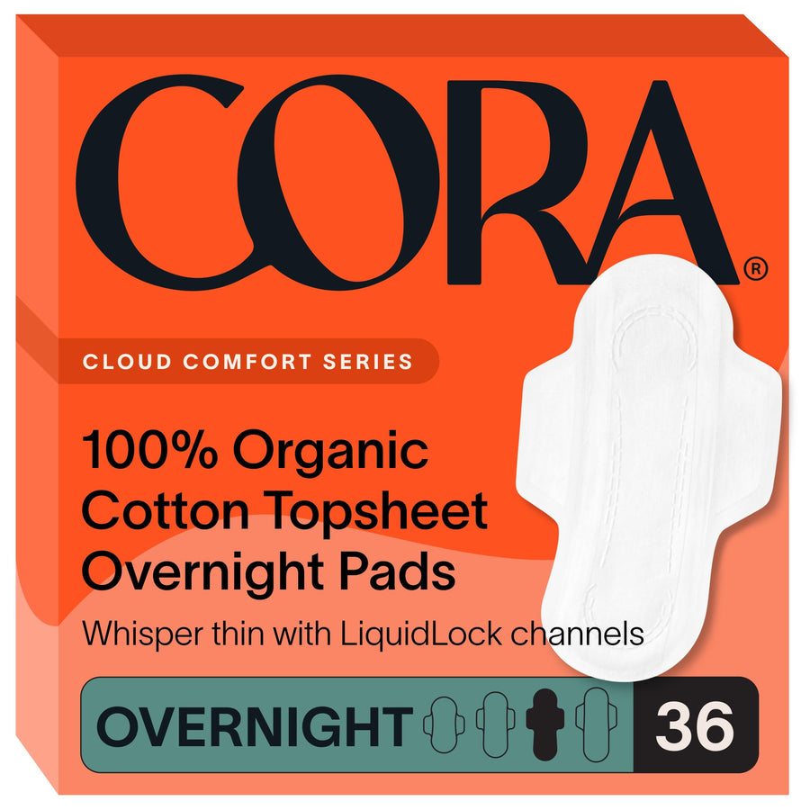 Cora Ultra Thin Organic Cotton Period Pads, Regular Abs