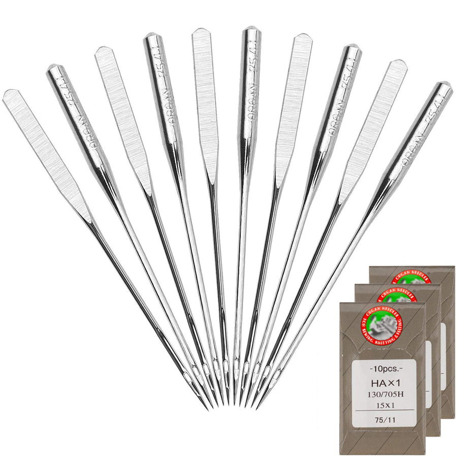 30 Pcs Embroidery Sewing Machine Needles Size 75/11 130/705H HAx1 Sewing Needles for Brother Sewing Machine (3 Pack of 10 Needles)