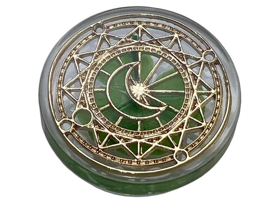 Real Four Leaf Clover Good Luck Pocket Token, Preserved, 1.25”, Including Metal Ornament (Magic Circle of The Moon)