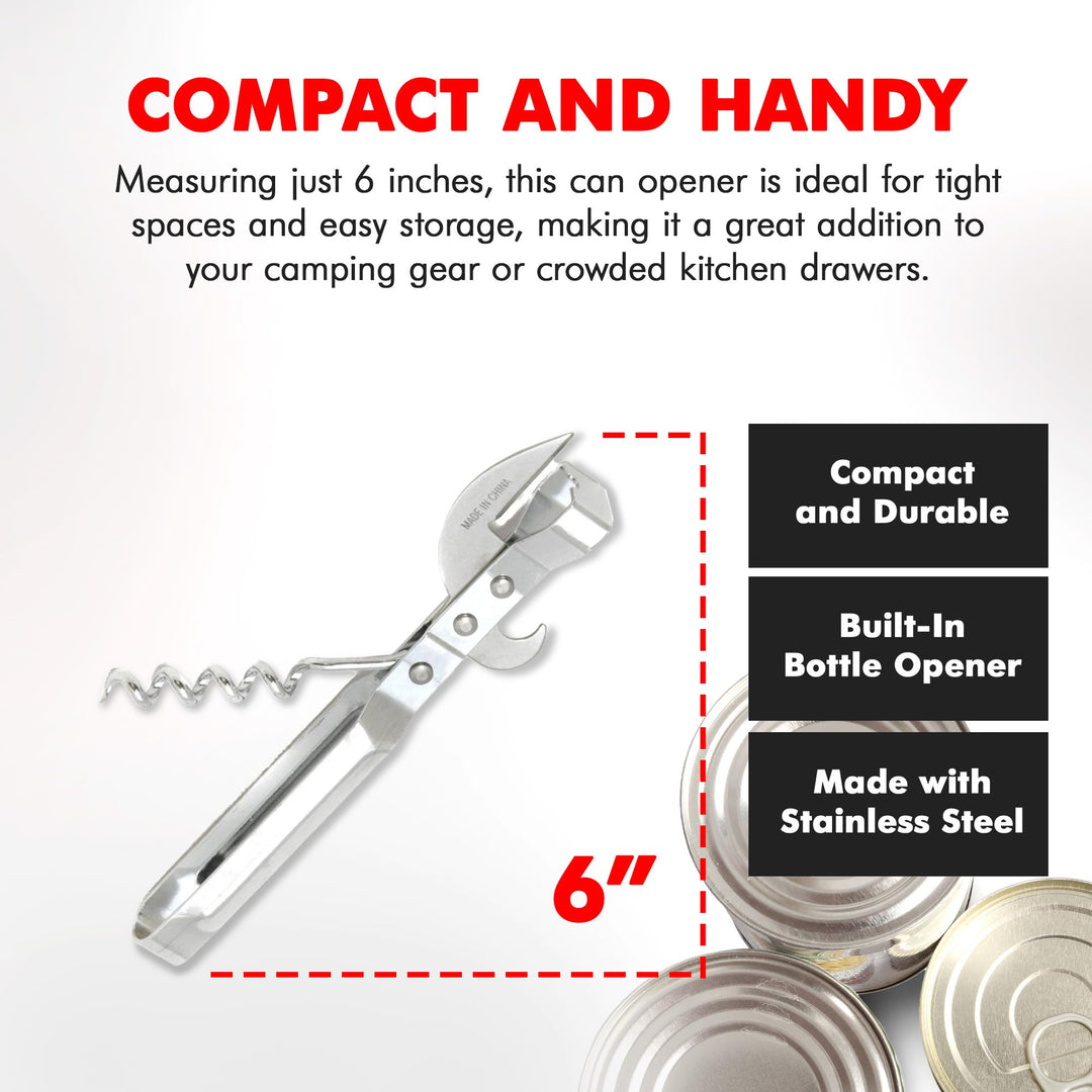 Select 3-in-1 Can Opener, 6 inches in length, Stainless Steel