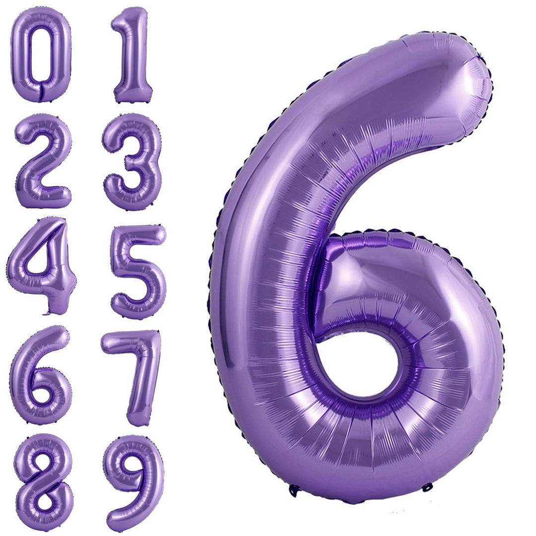 40 Inch Large Purple Balloon Number 6 Balloon Helium Foil Mylar Balloons Party Festival Decorations Birthday Anniversary Party Supplies