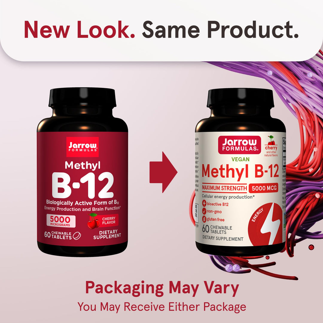 Vitamin B12 5000 mcg - Maximum Strength for Cellular Energy and Brain Health, 60 Cherry Chewable Tablets, B12 Vitamins 5000 mcg