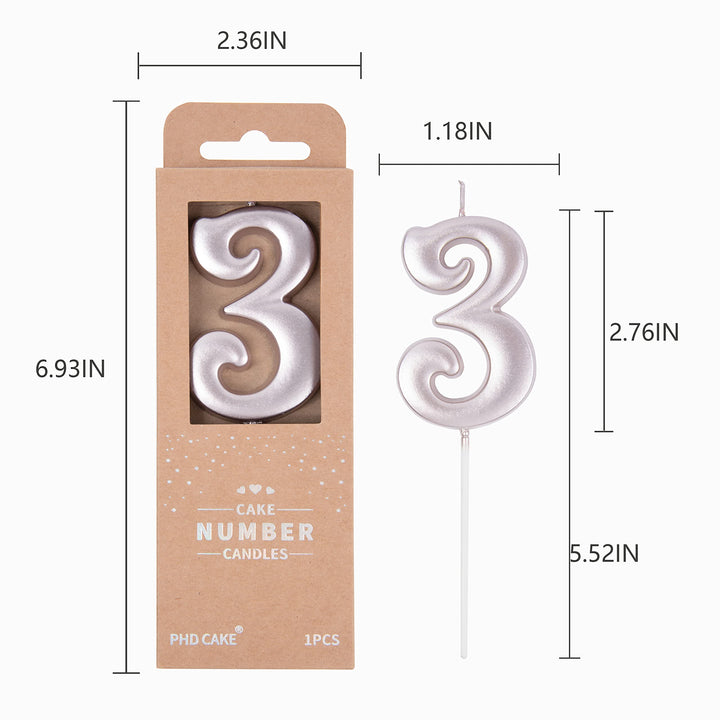 2.76 Inch Elegant Rose Gold 3 Number Birthday Candles, Rose Gold Number Candles, Cake Number Candles, Party Celebration