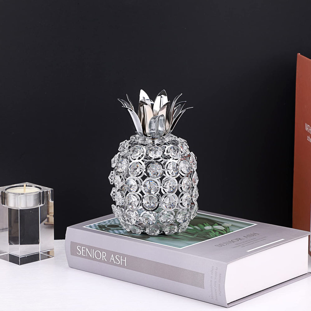 Sparkly Crystal Beads Pineapple Ornament Handmade Decorative Pineapple Nordic Artificial Fruit Figurine Statue Table Centerpiece Decor for Home Wedding Party Festival